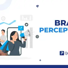 Illustrazione che mostra come costruire una forte brand image: persone con borse della spesa, grafici e icone social.