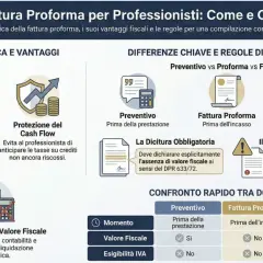 Guida alla fattura proforma per professionisti: natura, vantaggi e regole di compilazione per evitare sanzioni. Confronto rapido tra preventivo, fattura proforma e fattura ordinaria.