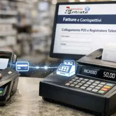 Pagamento con carta su un terminale POS, collegato a un registratore di cassa. L'obbligo POS è una realtà per semplificare le transazioni.