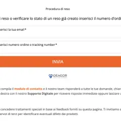 Pagina per avviare la procedura di reso o verificare lo stato di un reso. Inserisci email e numero d'ordine/tracking per procedere. Un utile scontrino cortesia per ogni informazione.