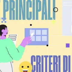 La figura illustra il significato di CRM, con grafici e una persona che analizza dati per definire i criteri di scelta.