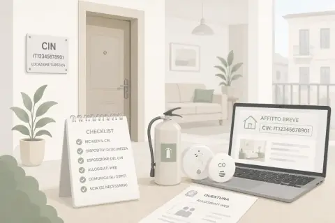 Checklist per una locazione turistica: CIN, sicurezza, alloggiati web e comunicazione ospiti. Tutto pronto per l'affitto breve.