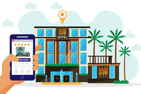 Smartphone con app per prenotare un hotel, simbolo di un'efficace hospitality marketing.