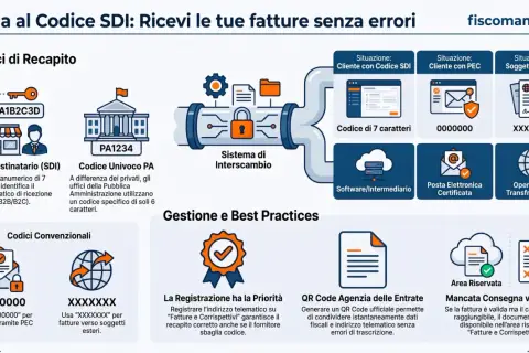 Guida al Codice SDI: ricevi fatture senza errori. Illustra i codici di recapito, il Sistema di Interscambio e le best practices per la gestione delle fatture elettroniche.