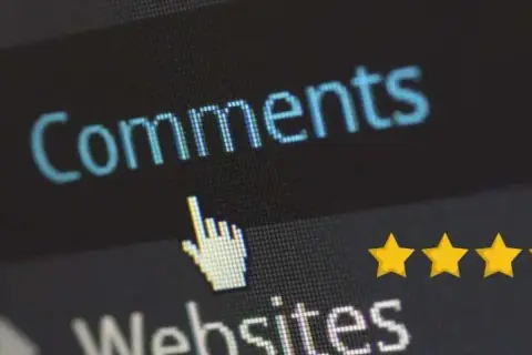 Cursore su "Comments" e stelle gialle indicano l'importanza della web reputation aziendale.