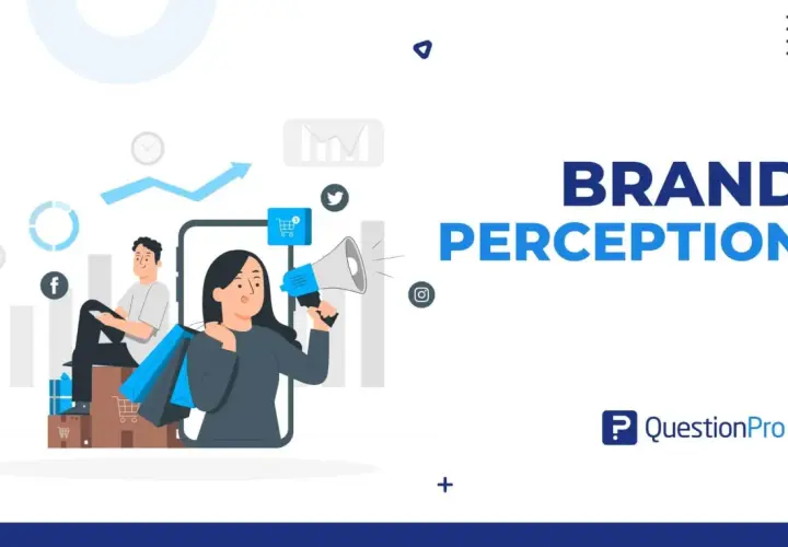 Illustrazione che mostra come costruire una forte brand image: persone con borse della spesa, grafici e icone social.