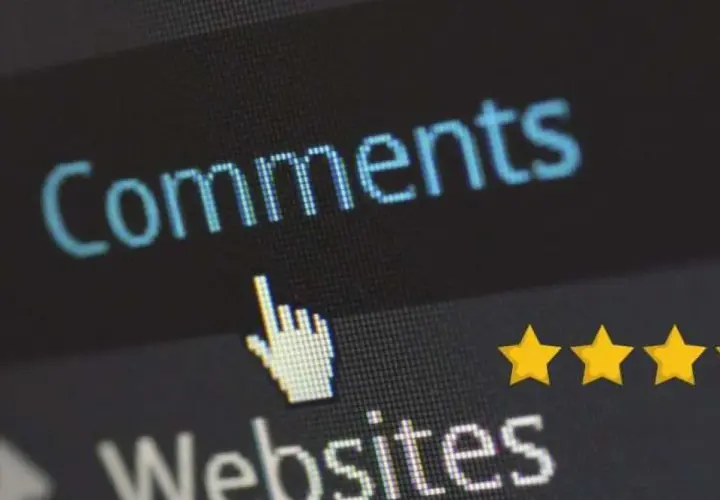 Cursore su "Comments" e stelle gialle indicano l'importanza della web reputation aziendale.