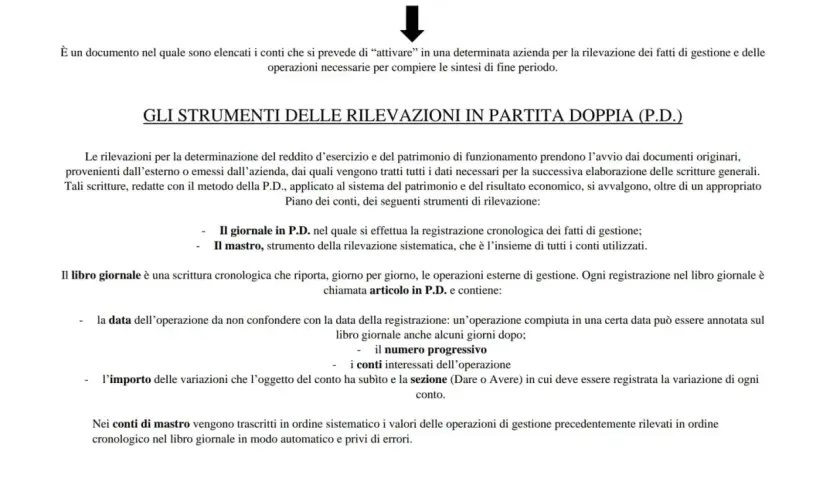 Strumenti di rilevazione in partita doppia: giornale e mastro per registrare dare o avere.