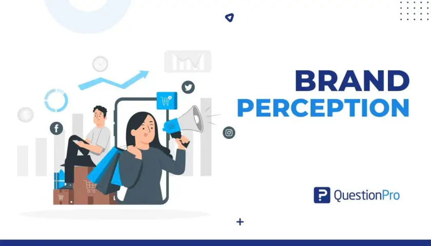 Illustrazione che mostra come costruire una forte brand image: persone con borse della spesa, grafici e icone social.