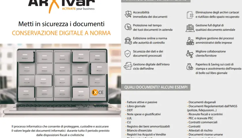 Archiviazione digitale documenti: un sistema sicuro per la conservazione a norma dei tuoi file.