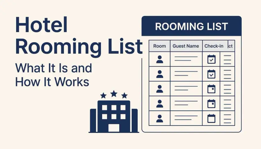 Lista delle camere di un hotel, con dettagli su ospiti e check-in.