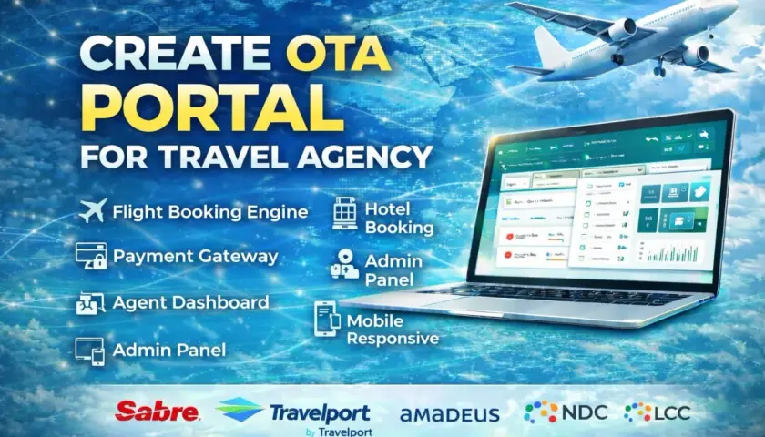 Crea il tuo portale OTA con il software Amadeus per agenzie di viaggio, con flight booking, hotel booking e pannelli di gestione.