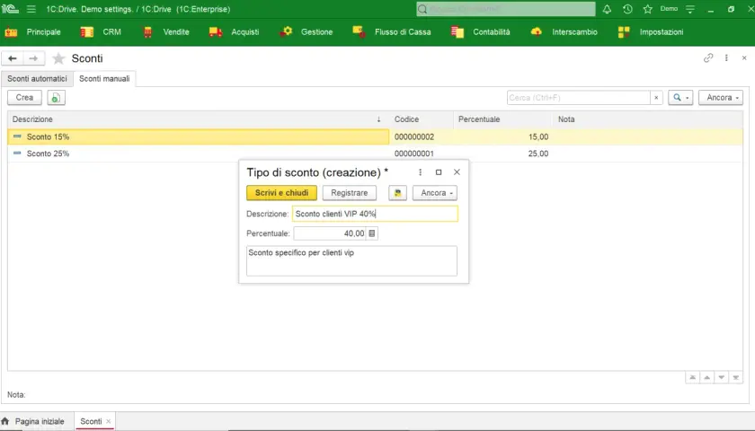 Creazione di uno sconto incondizionato del 40% per clienti VIP.
