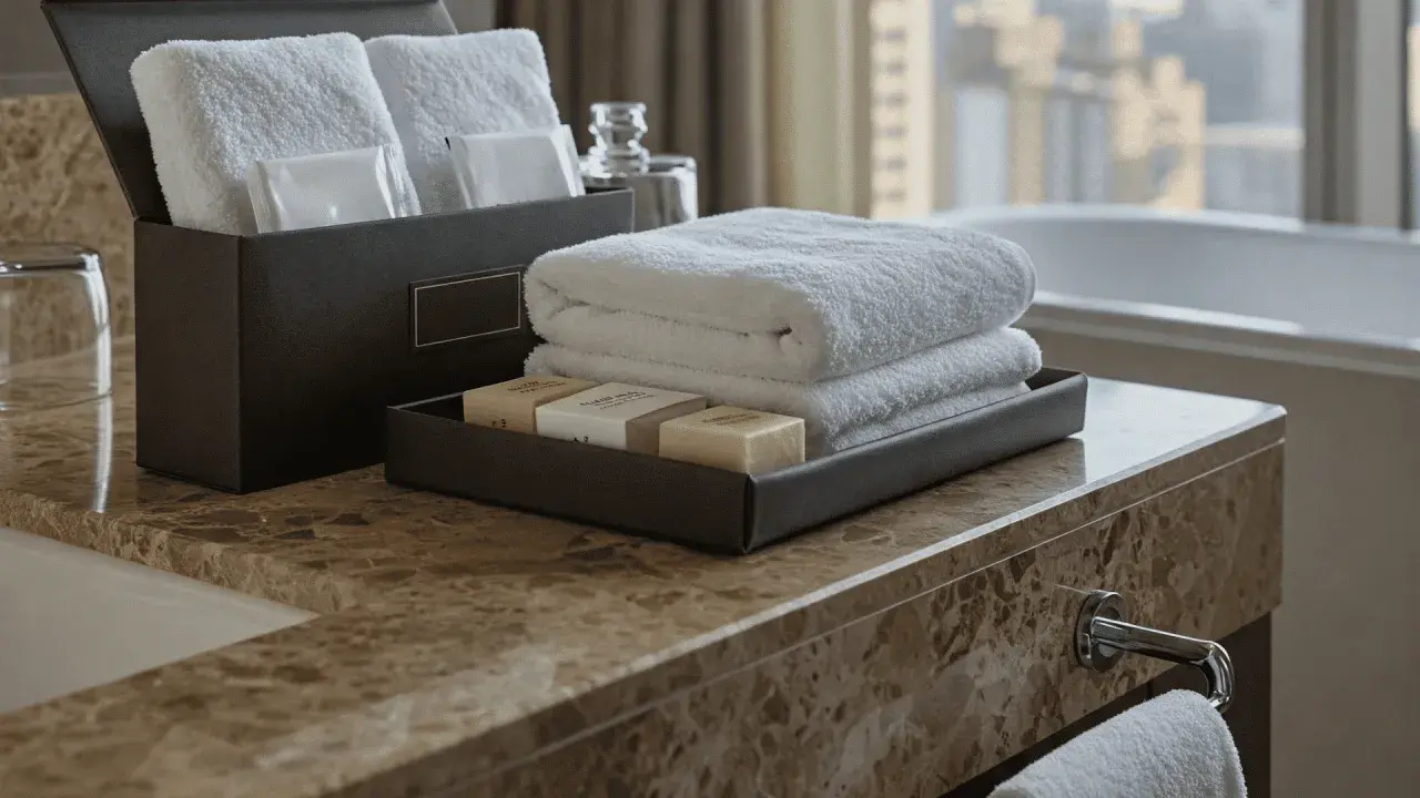 A cosa servono gli amenities hotel? Asciugamani morbidi, saponi profumati e altri dettagli per un soggiorno confortevole.