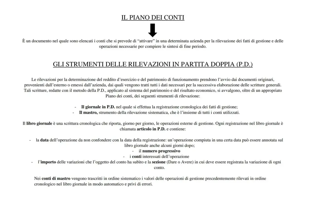 Strumenti di rilevazione in partita doppia: giornale e mastro per registrare dare o avere.