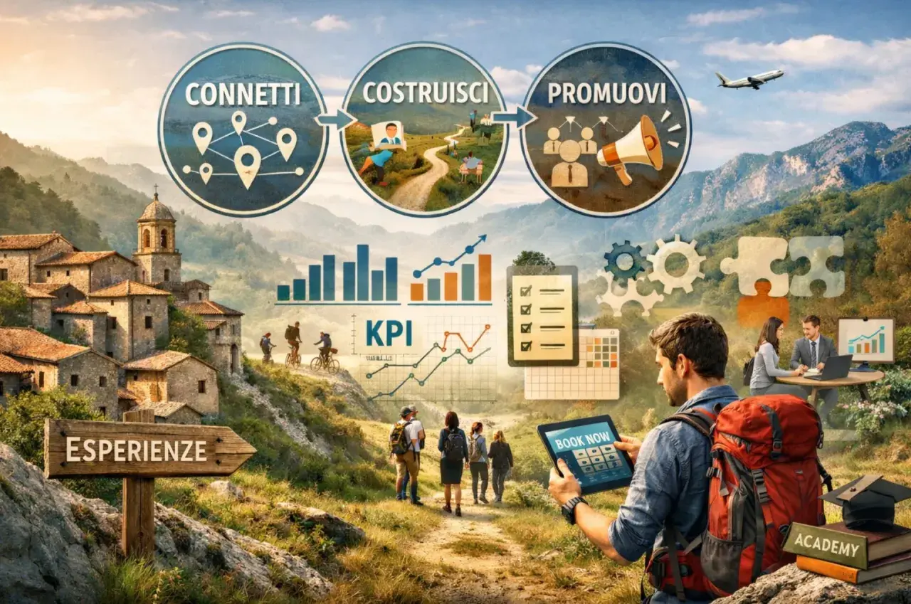 Il **dmo significato** è connessione, costruzione e promozione di esperienze turistiche, con KPI e academy per il successo.
