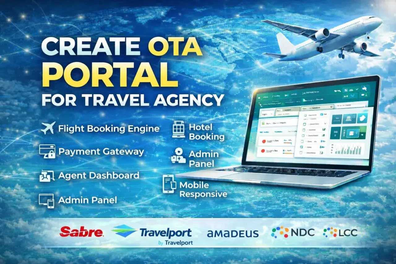 Crea il tuo portale OTA con il software Amadeus per agenzie di viaggio, con flight booking, hotel booking e pannelli di gestione.