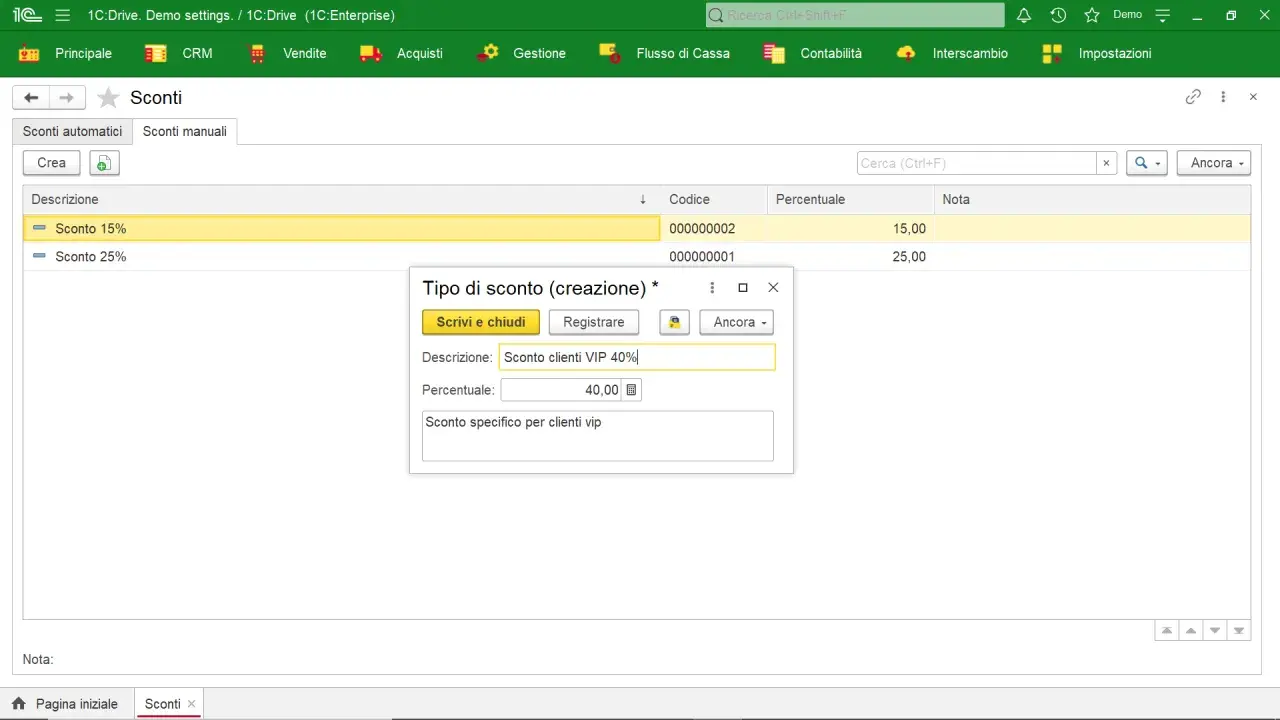 Creazione di uno sconto incondizionato del 40% per clienti VIP.