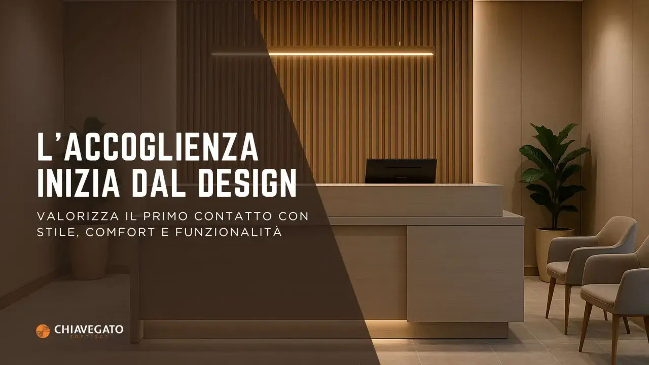 L'albergo significato: un'accogliente reception con design moderno, piante e sedie eleganti. Valorizza il primo contatto con stile, comfort e funzionalità.